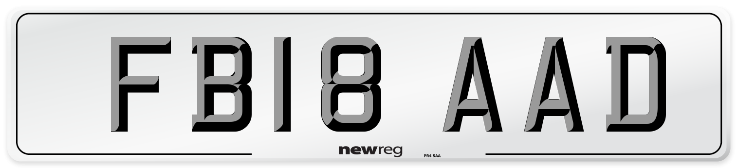 FB18 AAD Number Plate from New Reg
